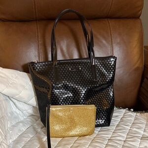 Kate Spade Black and Gold Tote Bag Set